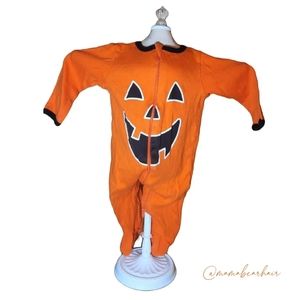 🎃  3/$15 Pumpkin Sleeper Baby Jack-o-Lantern One Piece Longe Sleeve Zip-Up 3-6m